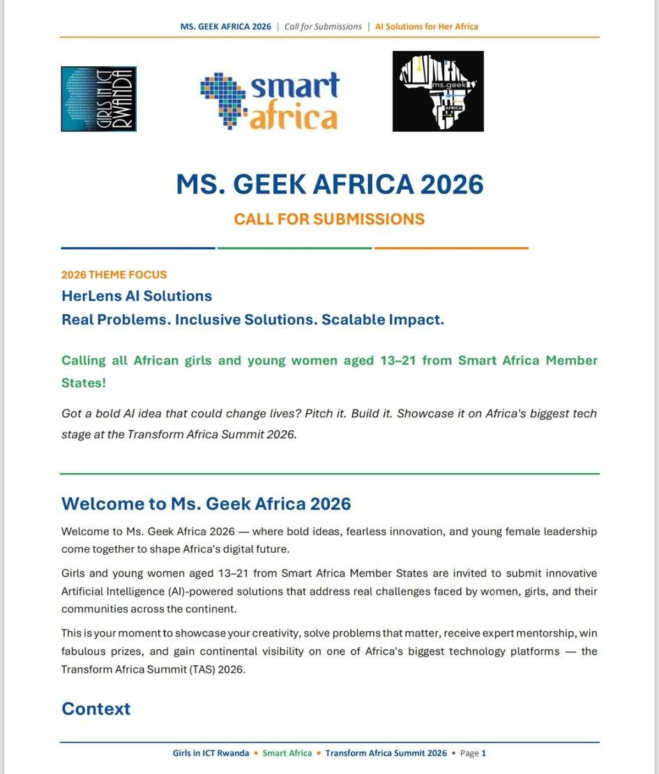 Ms. Geek Africa 2026 Opens Applications in Eswatini: A Gateway for Young Female AI Innovators